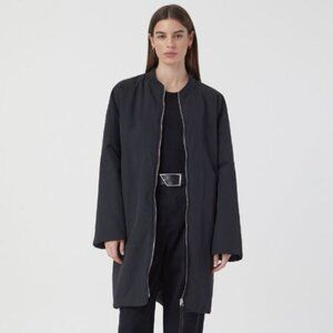 Closed Long Oversized Bomber Jacket Water-Repellent Black Small